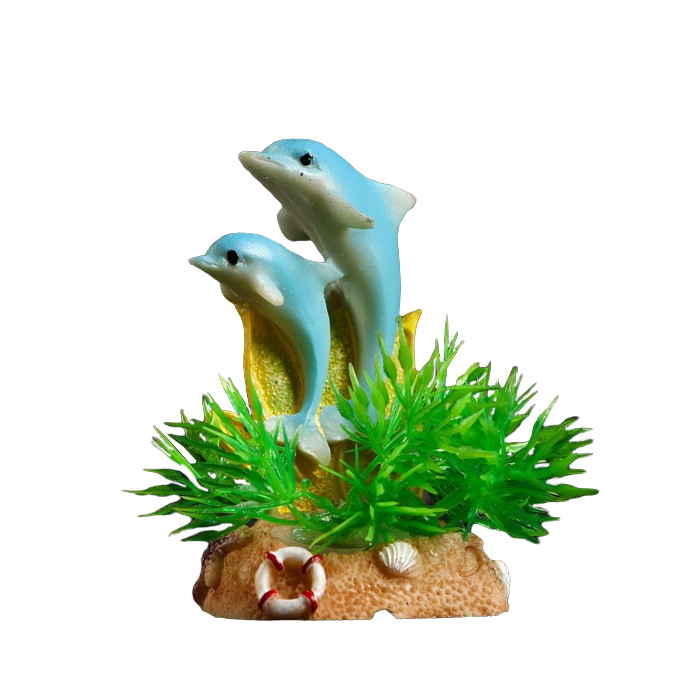 фото Декор для аквариума дельфины на подставке, 4,9 х 4 х 8 см nobrand