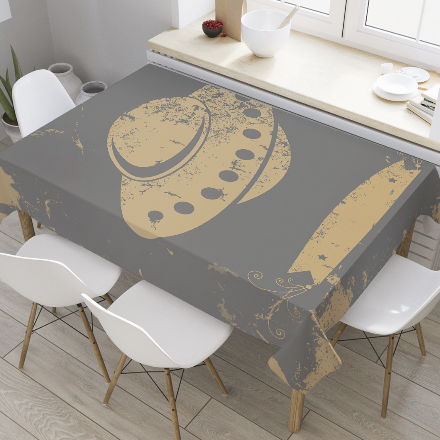 

Скатерть прямоугольная JoyArty "Винтажное НЛО" из оксфорда, 120x145 см, Серый, Винтажное НЛО