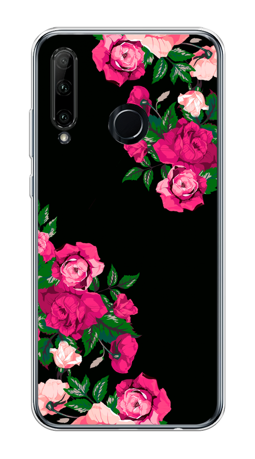 

Чехол на Honor 10i/20e/Huawei P Smart Plus 2019 "Розы фуксия", Черный;розовый;зеленый, 68850-1