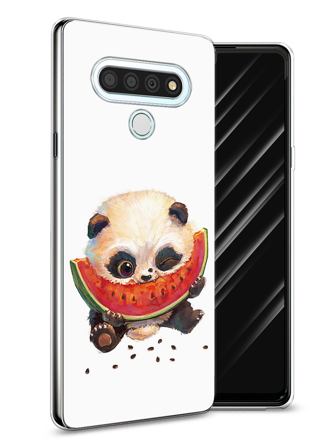 

Чехол Awog на LG Stylo 6 "Малыш панды с арбузом", Белый;красный, 84550-1