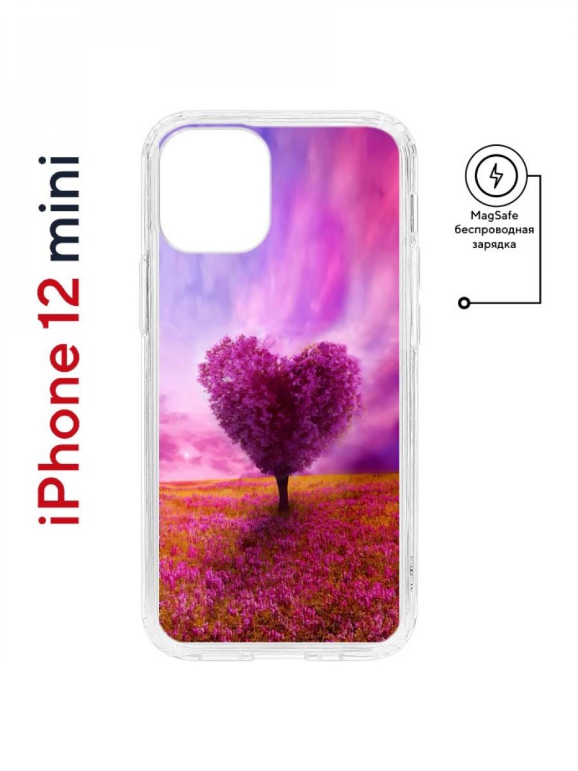 фото Чехол на iphone 12 mini magsafe kruche print pink heart противоударный с магнитом кruче