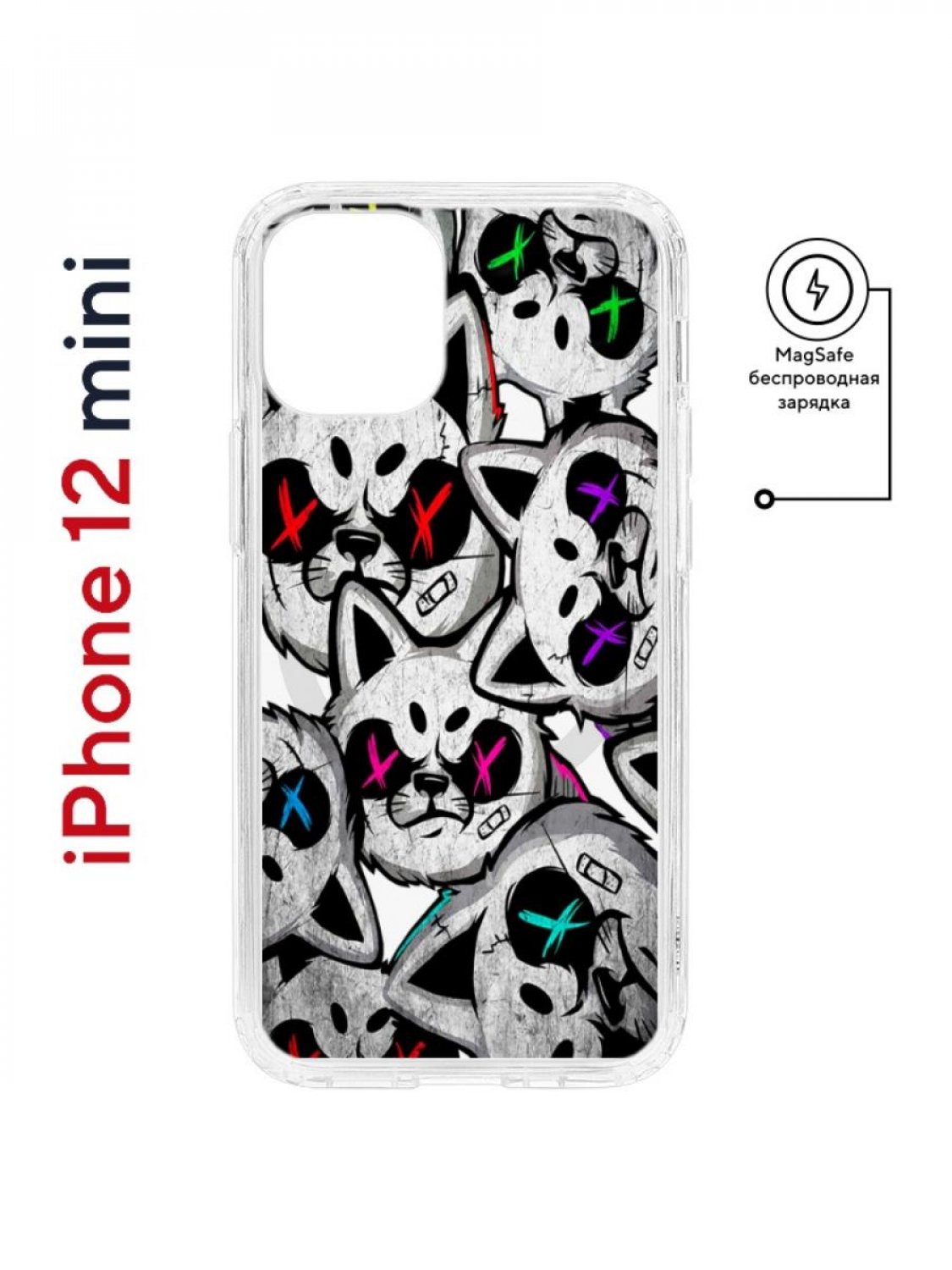 фото Чехол на iphone 12 mini magsafe kruche print angry cats противоударный с магнитом кruче