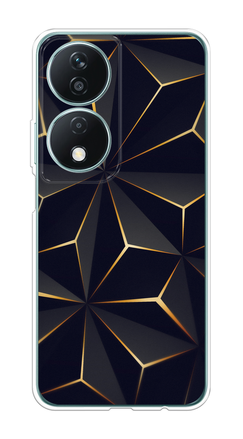 

Чехол на Honor X7B "Черные полигоны", Золотистый;черный, 6123350-1