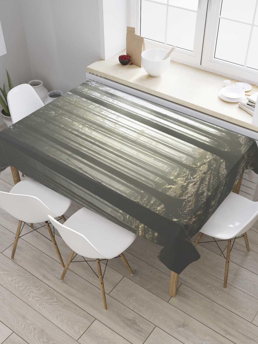 

Скатерть прямоугольная JoyArty "Вечер в лесу" из оксфорда, 180x145 см, Серый, Вечер в лесу