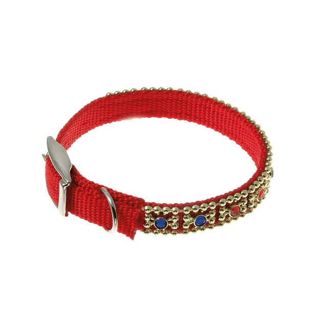 

Ошейник для собак V.I.PET Мини со стразами, красный, 20-25см