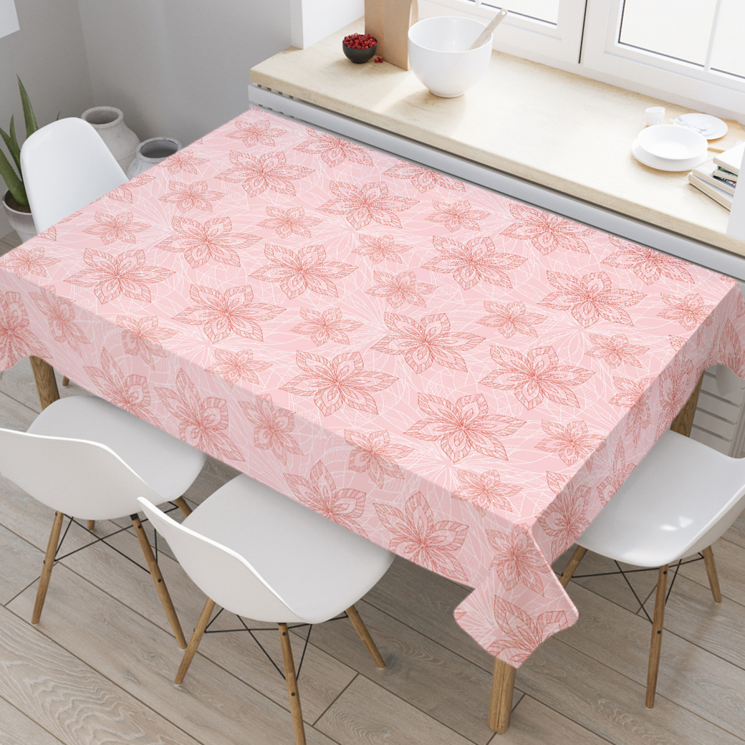 

Скатерть прямоугольная JoyArty "Нежные цветы" из оксфорда, 120x145 см, Розовый, Нежные цветы