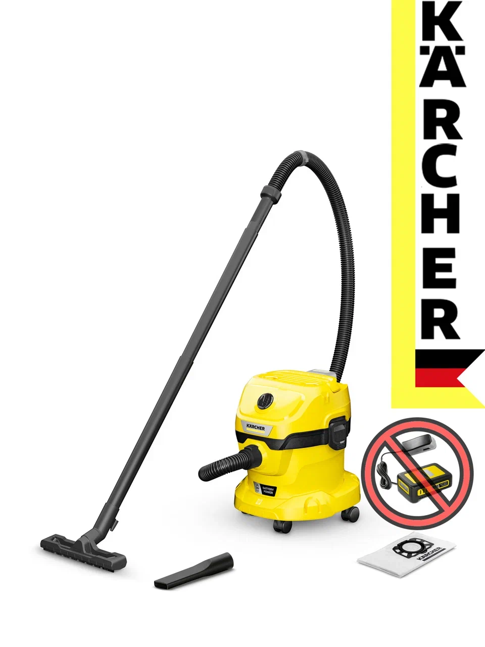 

Аккумуляторный пылесос Karcher WD 2-18 1.628-500 без АКБ и ЗУ, WD 2-18 V-12/18 1.628-500.0