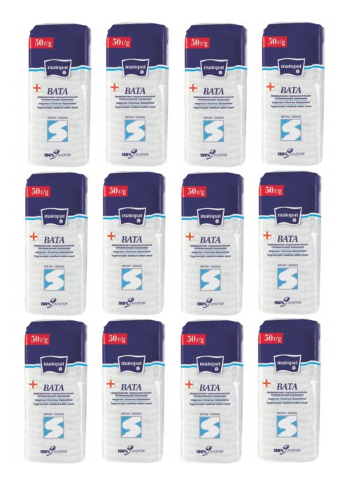 

Вата хлопковая BELLA, 50г 100% хлопок в рулоне, 12 шт