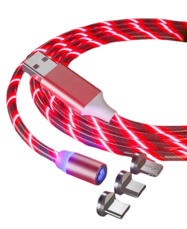 фото Магнитный светящийся usb кабель красный r1a accessories