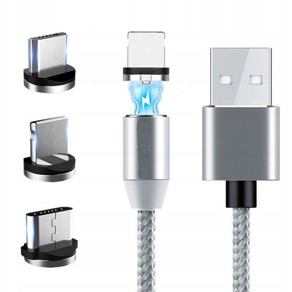 фото Кабель магнитный usb-кабель с 3-мя разъемами/серебро r1a accessories