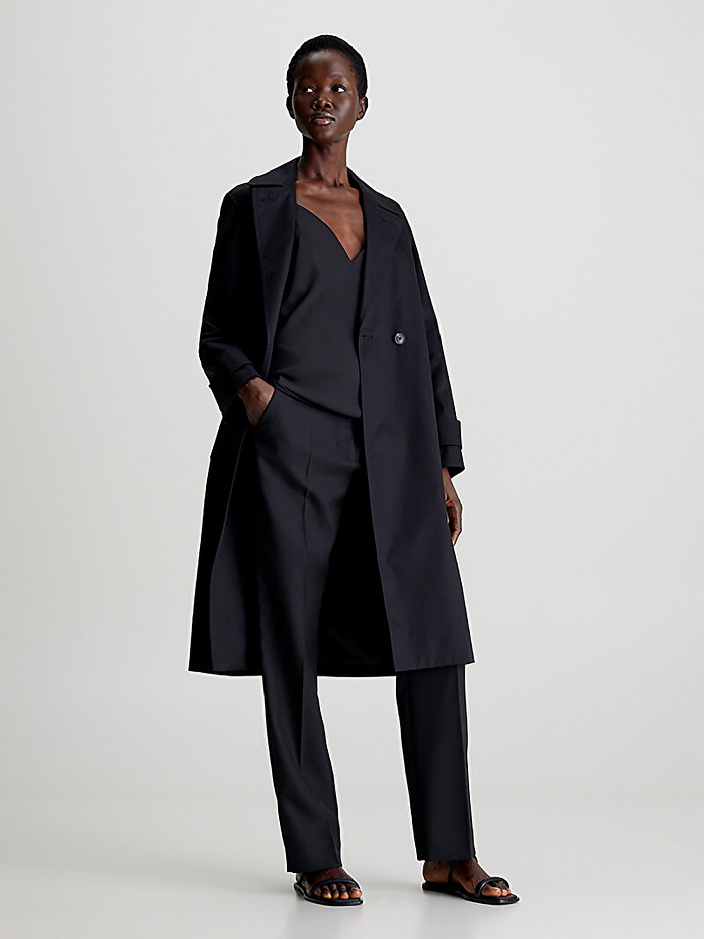Тренчкот Calvin Klein женский, серый, размер 44, K20K206320