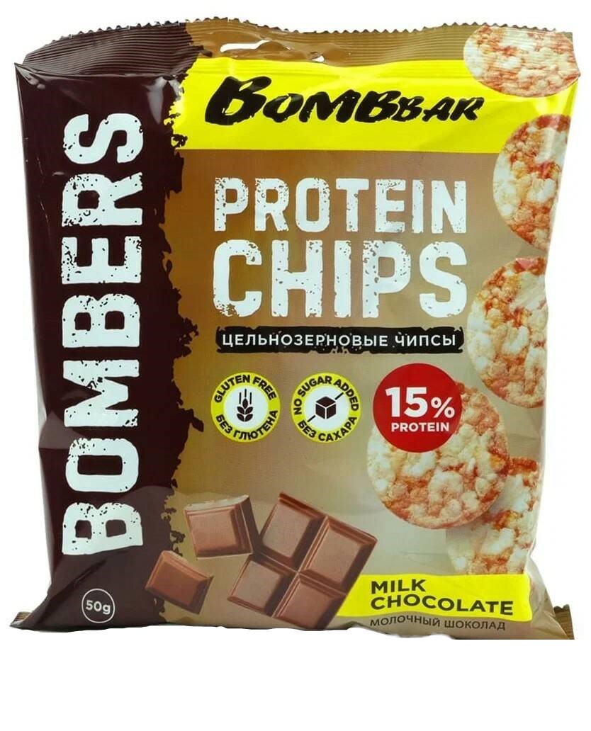 

Bombbar Bombbar, Чипсы цельнозерновые протеиновые, 4х50г (Молочный шоколад), Protein chips