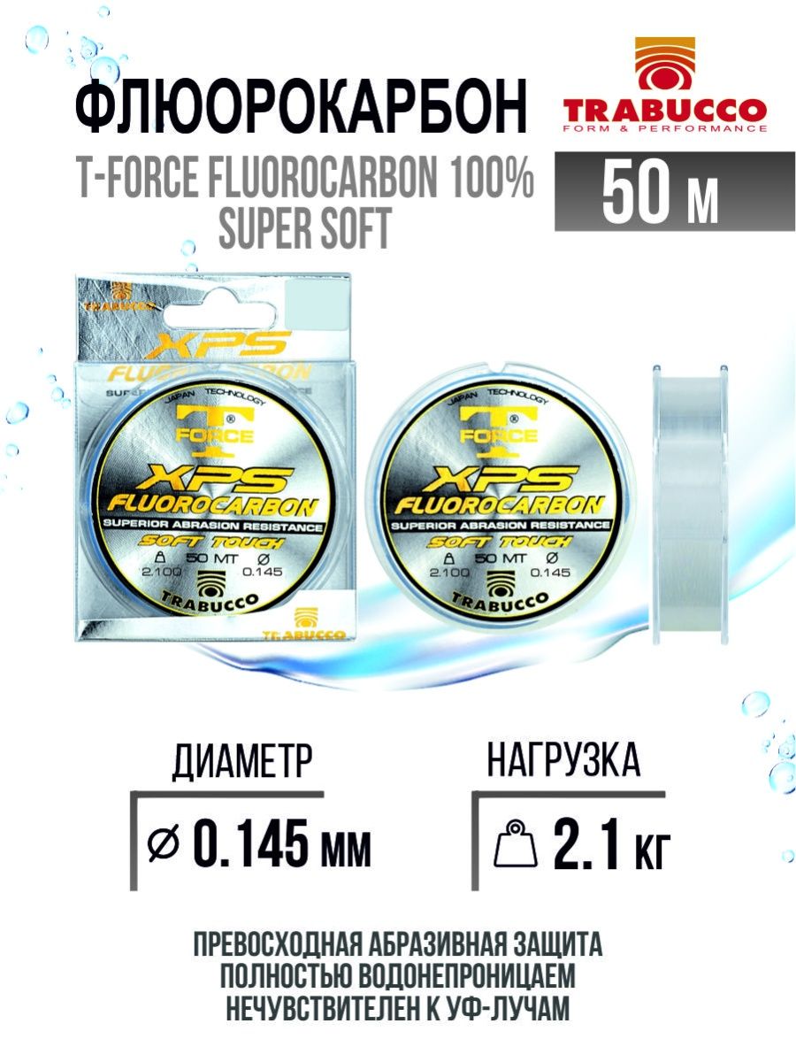 Флюорокарбон Trabucco T-Force XPS Fluorocarbon 100% Super Soft 50m Clear 0.125mm/1.60kg