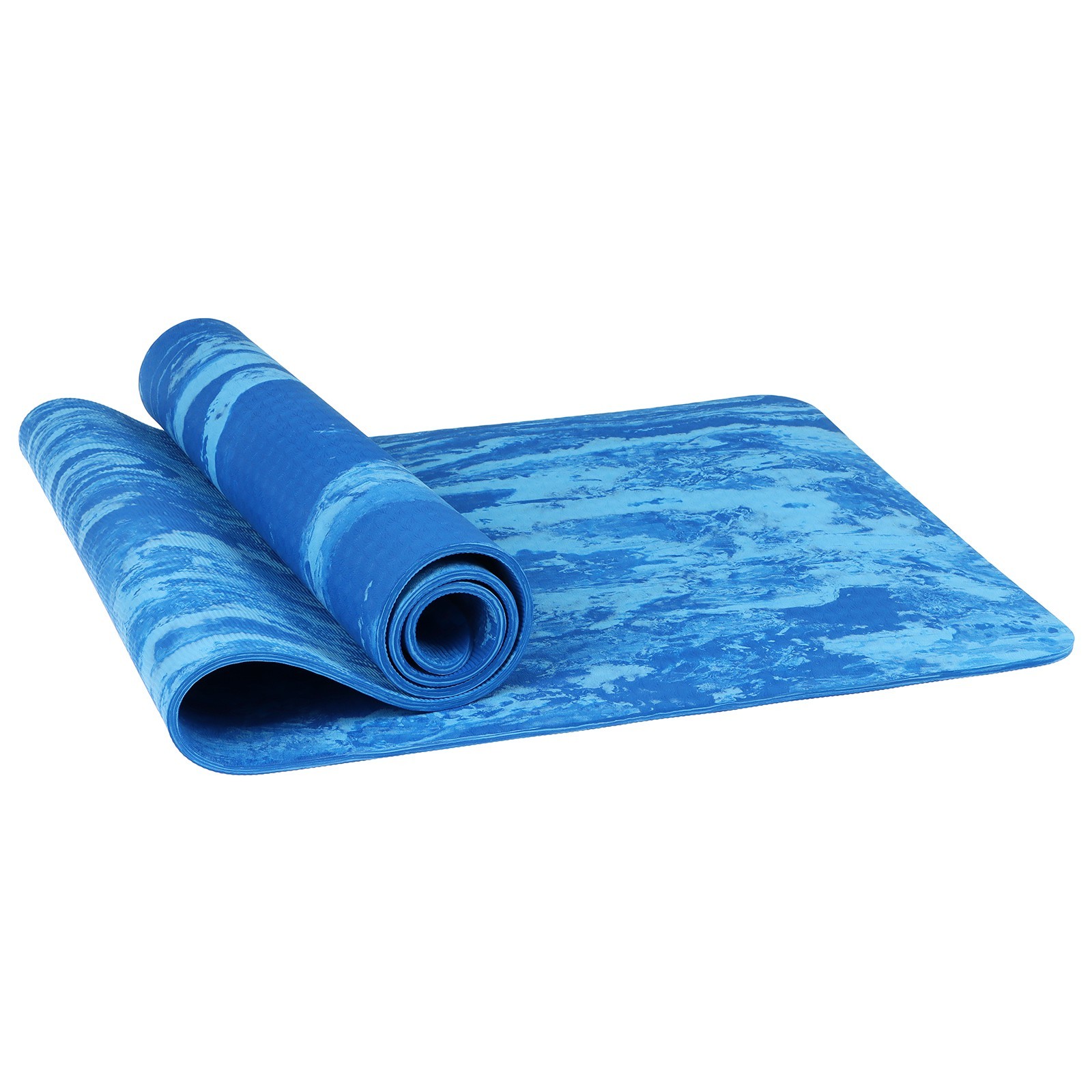 Коврик для йоги Sangh квадраты с размытием blue 183 см, 8 мм