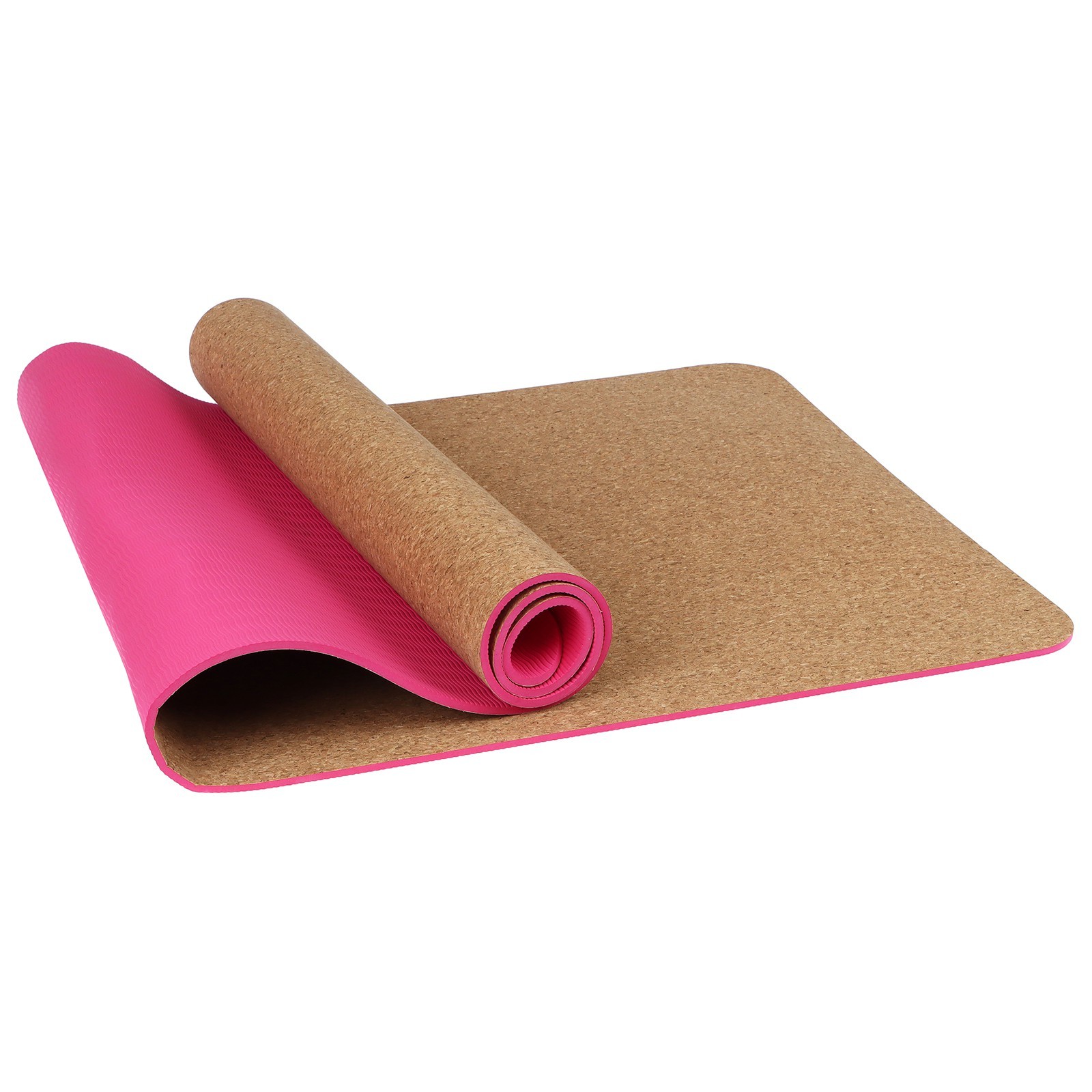 Коврик для йоги Sangh квадраты с пробкой pink 183 см, 6 мм