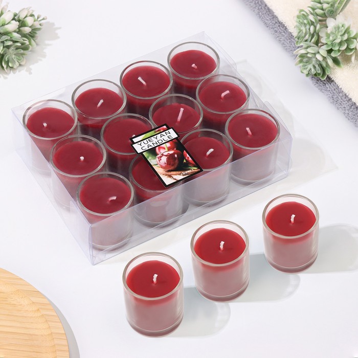 

Набор свечей ароматических Yueyan Candle в стакане Вишня, 12 шт, красные, 4,5х5 см
