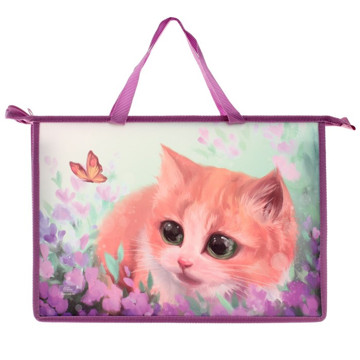 

Папка с ручками пластик А4 Calligrata, 335 х 235 х 55 мм, "Котик" (ручки-шнурок)