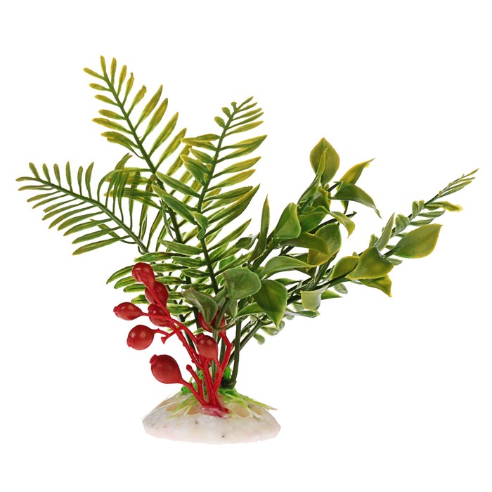 Растение Пижон Аква искусственное аквариумное, 18 х 9 х 14 см, красное