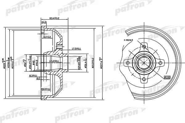 

PATRON Барабан тормозной PATRON PDR1115 комплект 1 шт