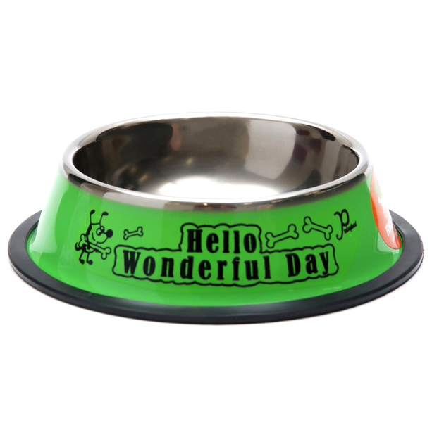 фото Миска пижон hello wonderful day, железная, 15 х 3,5 см, 230 мл, зелёная