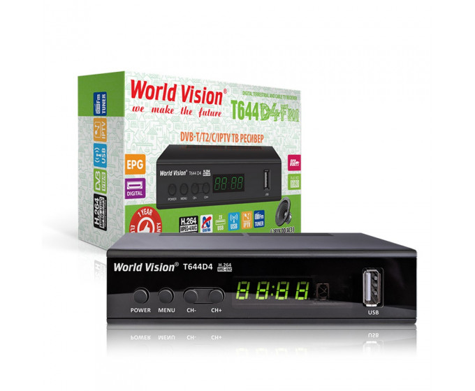 

DVB-T2 приставка World Vision T644 D4 Black, T644 D4