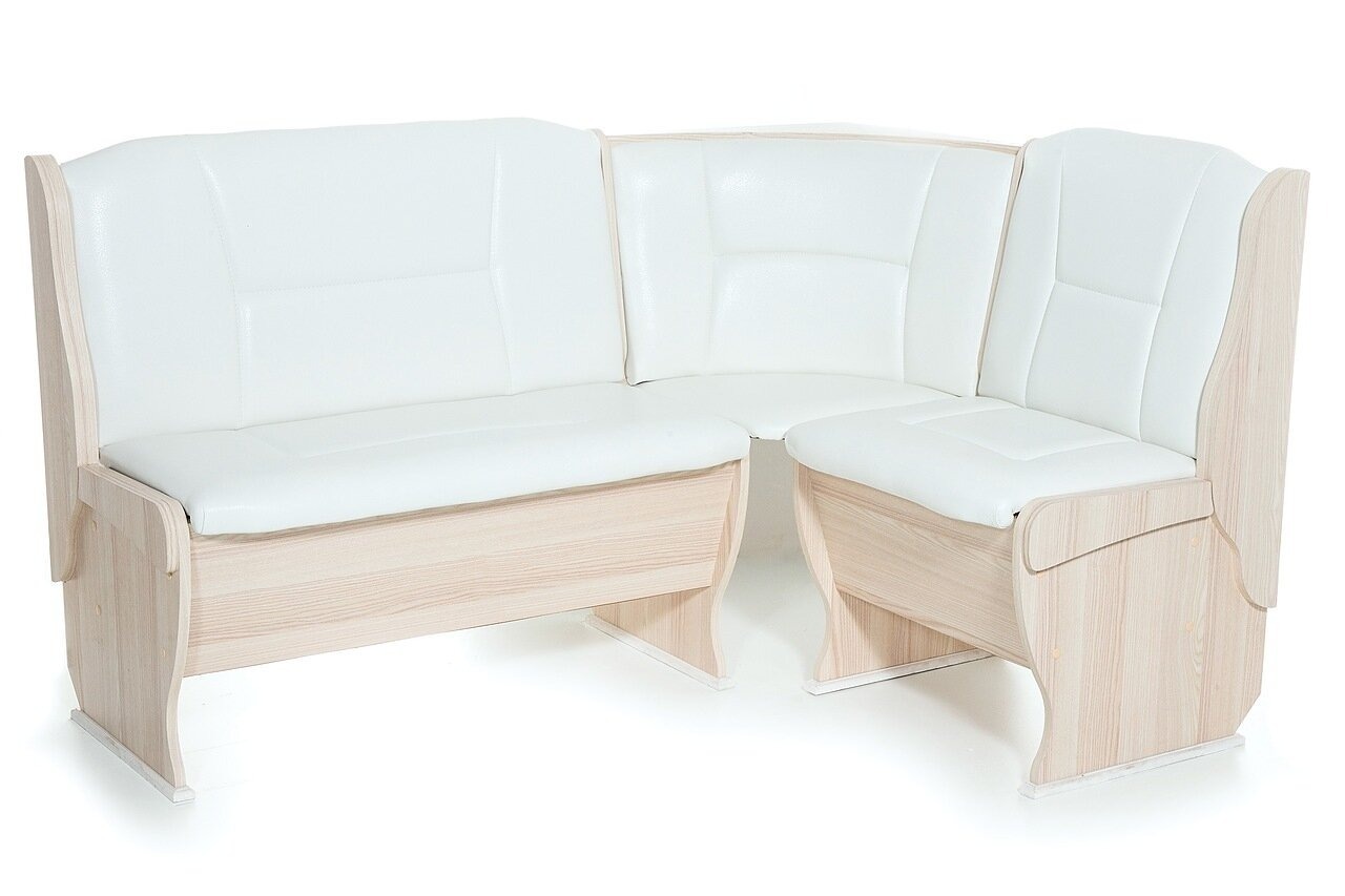 Диван кухонный Betel ОРХИДЕЯ Однотон 148х108х88, искусственная кожа, ясень/борнео милк