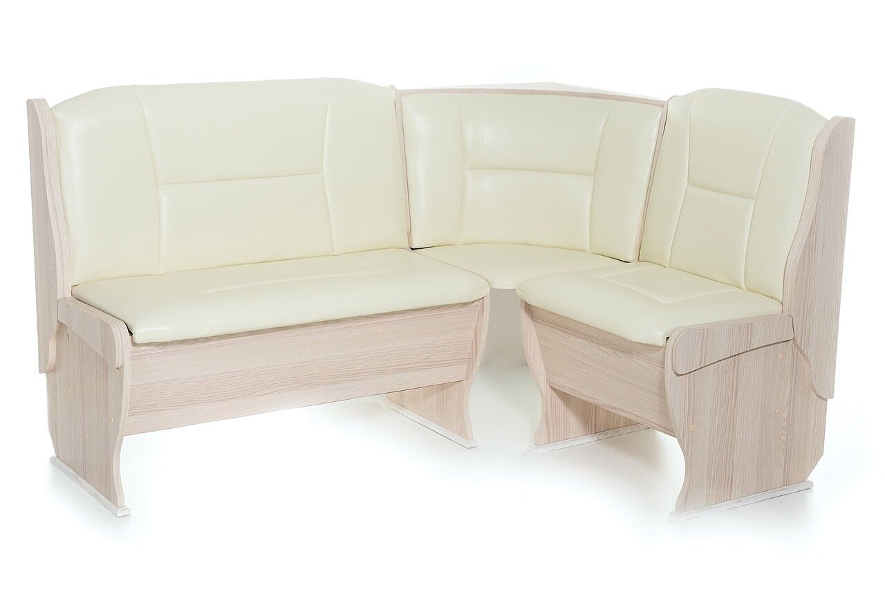 Диван кухонный Betel ОРХИДЕЯ Однотон 148х108х88, искусственная кожа, ясень/борнео крем