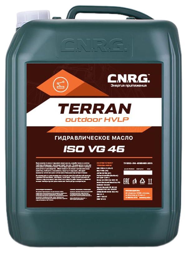 фото Масло гидравлическое c.n.r.g. terran outdoor hvlp 46 (кан. 20л) cnrg