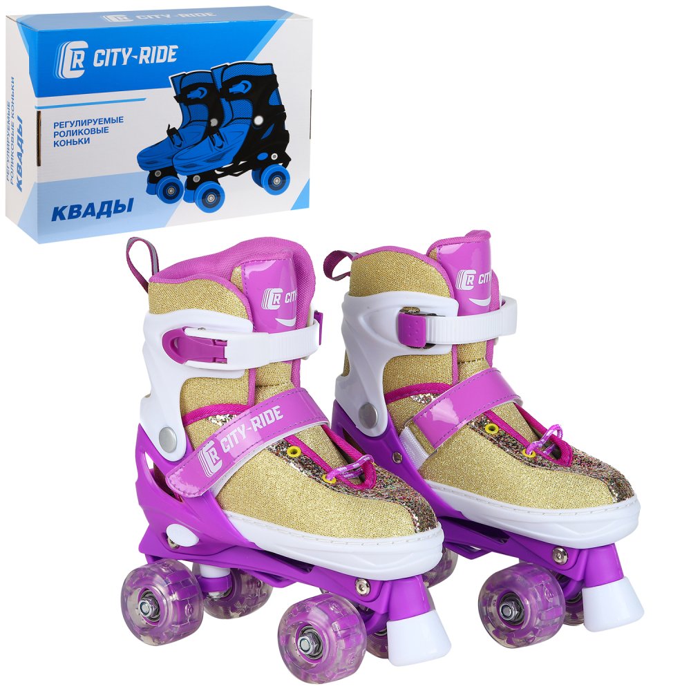 фото Роликовые коньки раздвижные city-ride квады, pvc колеса, светятся jb0206040 р.m