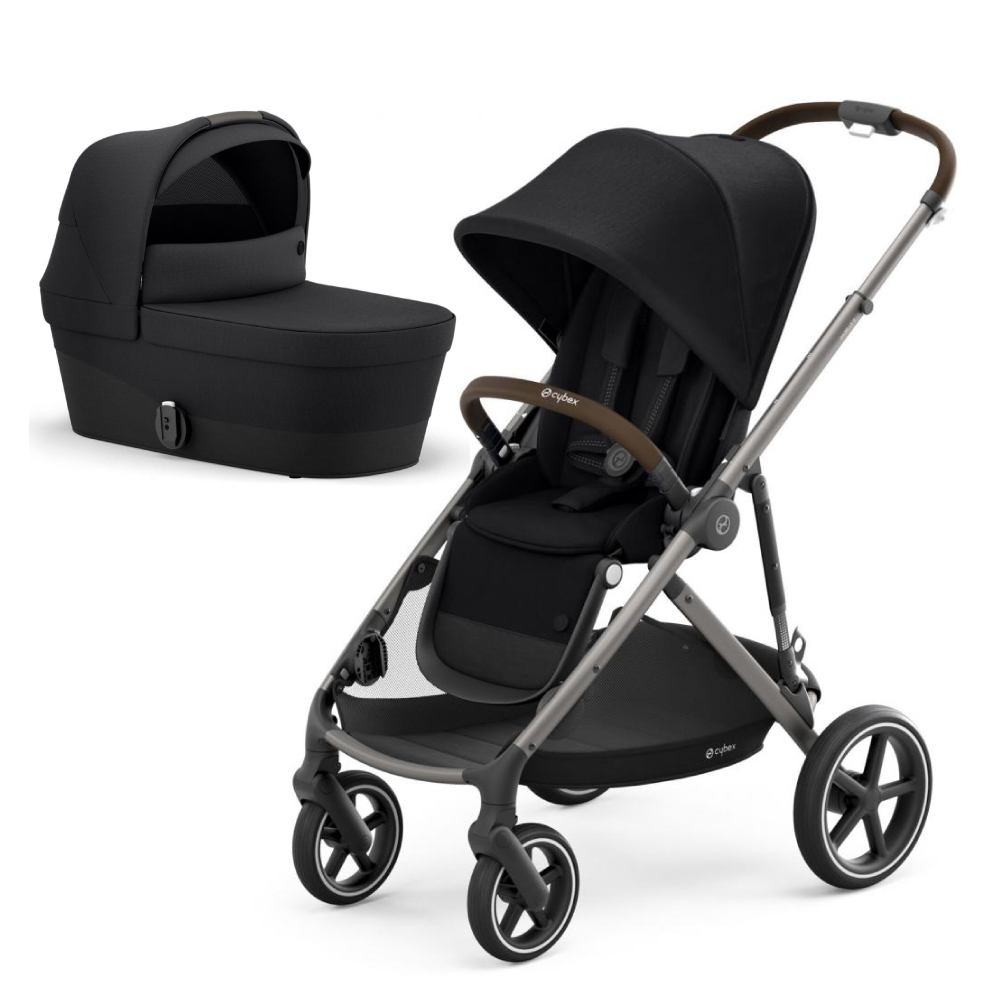 фото Коляска 2в1 cybex gazelle s tpe deep black с корзиной и дождевиками