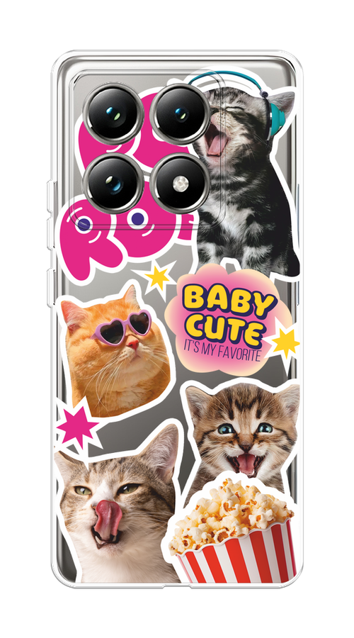 

Чехол на Xiaomi 14T Pro "Popcorn cats", Серый;коричневый;розовый, 323450-1
