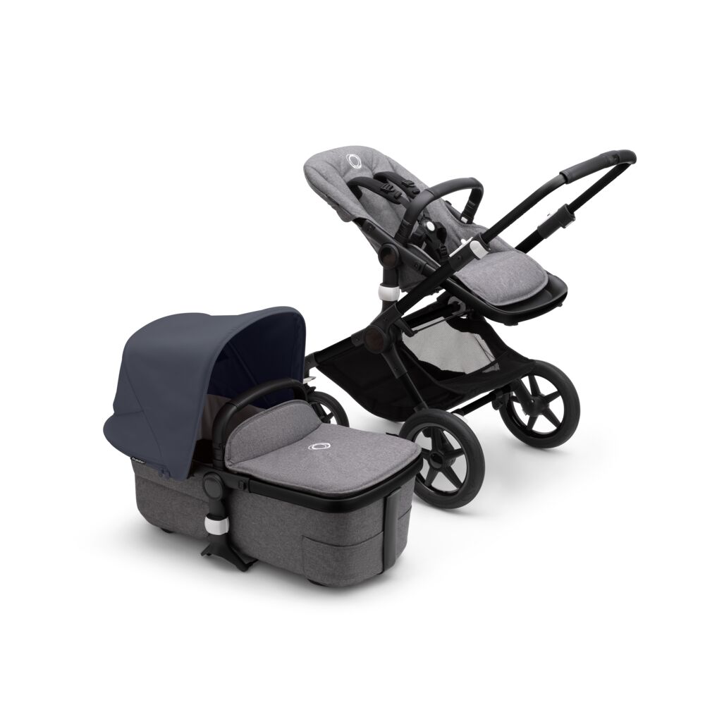 фото Коляска 2в1 bugaboo fox3 black/ grey melange/ stormy blue