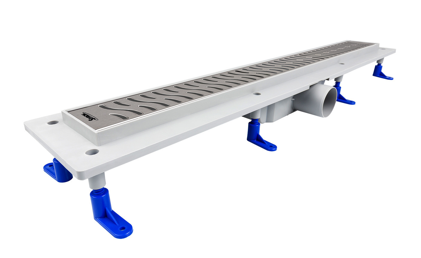 Линейный душевой трап Styron STY-H-70, решетка, гидрозатвор, горизонтальный выпуск