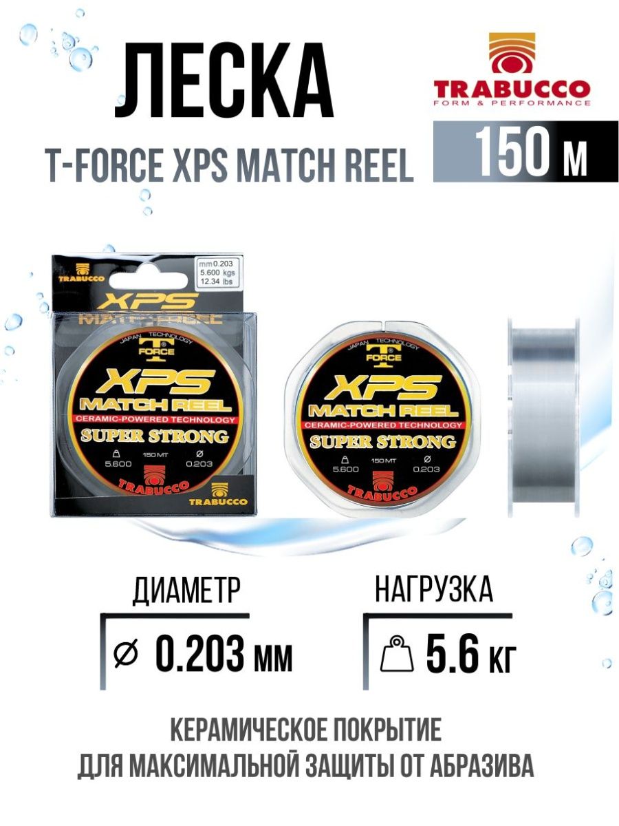 

Монолеска Trabucco T-Force XPS Match Reel 150m Light Grey 0.203mm/5.60kg, T-Force XPS Match Reel