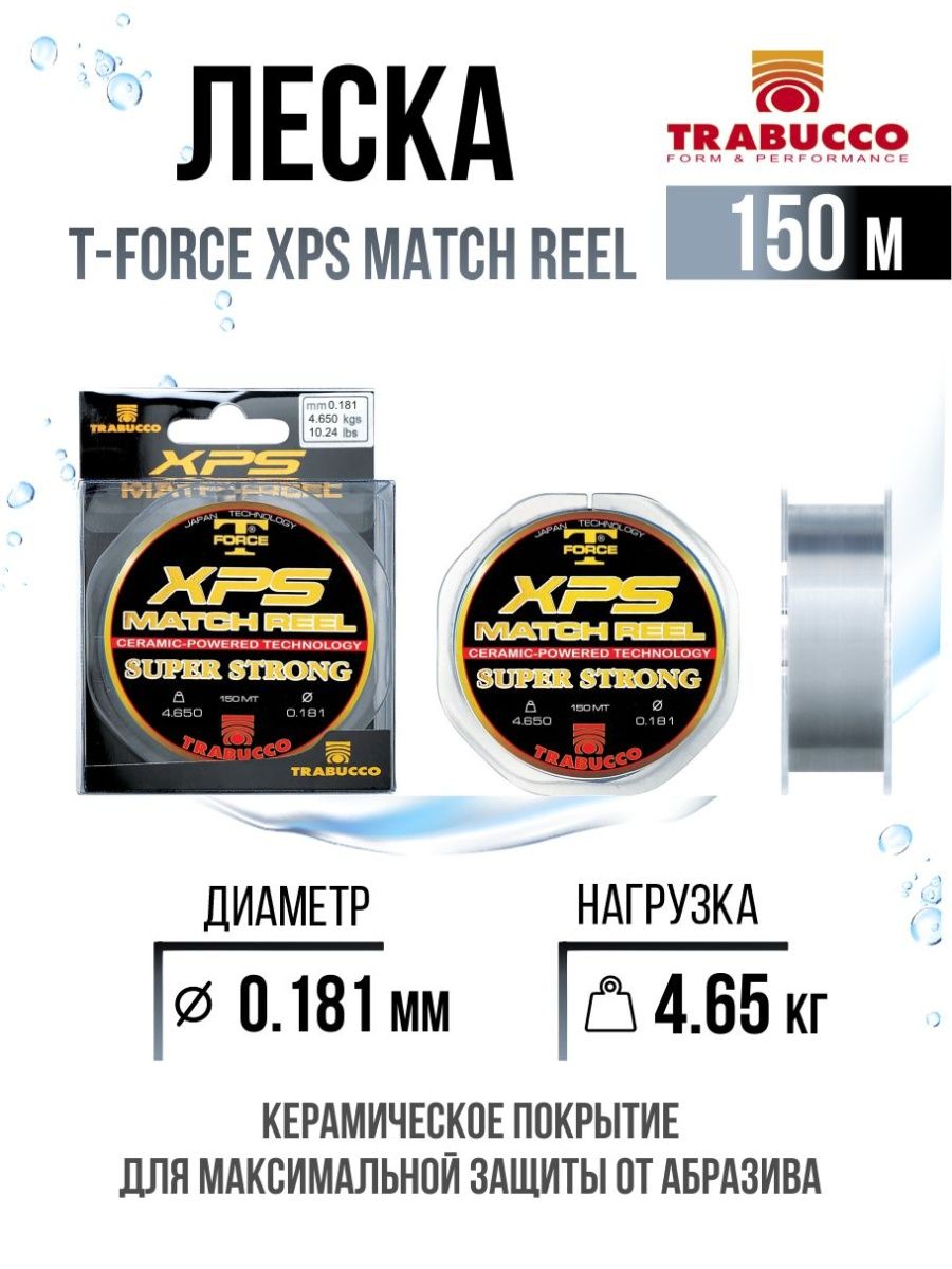 

Монолеска Trabucco T-Force XPS Match Reel 150m Light Grey 0.181mm/4.65kg, T-Force XPS Match Reel