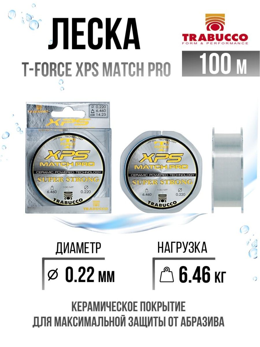 Монолеска Trabucco T-Force XPS Match Pro 100m Clear 0.220mm/6.46kg