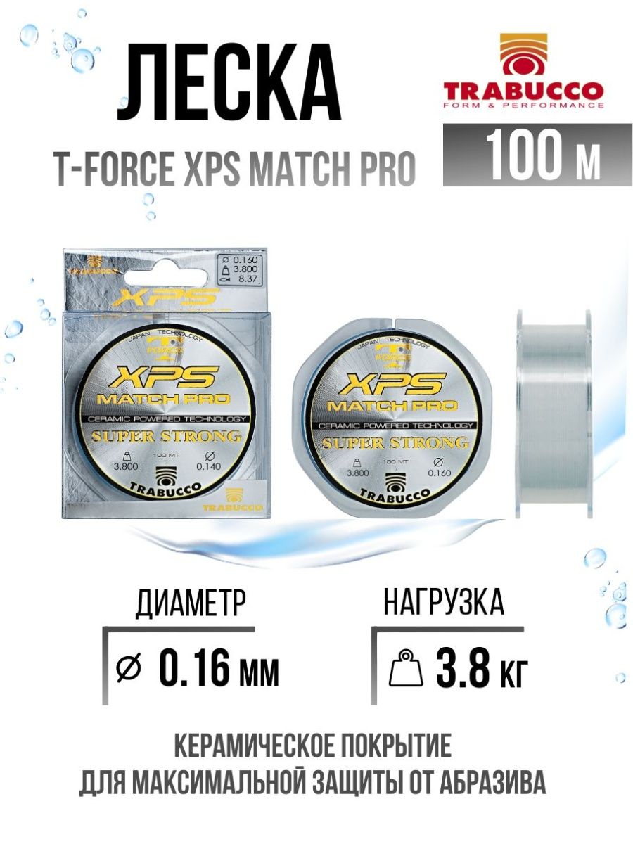 Монолеска Trabucco T-Force XPS Match Pro 100m Clear 0.160mm/3.80kg