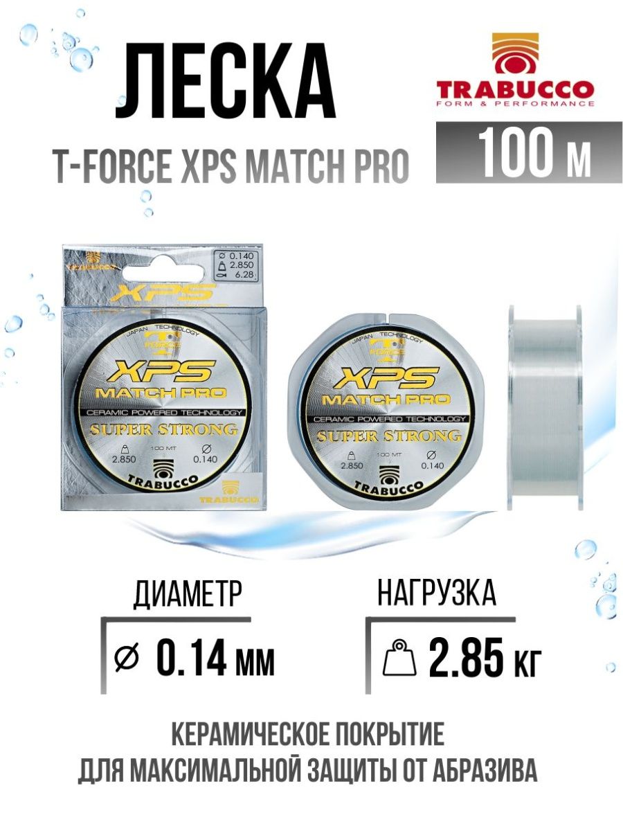 Монолеска Trabucco T-Force XPS Match Pro 100m Clear 0.140mm/2.85kg