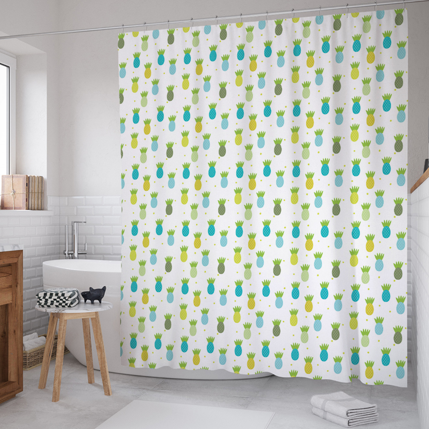 

Штора для ванной JoyArty "Тропические фрукты" из сатена, 180х200 см с крючками, Белый, Тропические фрукты