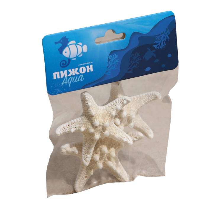 Набор из 3 морских звезд Пижон Аква, размер каждой 5-10 см, белые