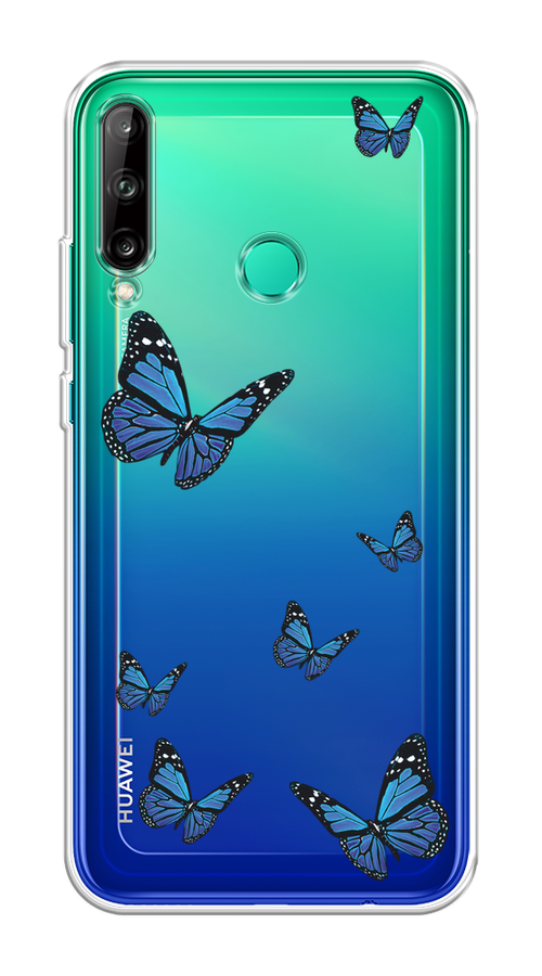 

Чехол на Honor 9C, Huawei P40 Lite E/Y7p "Blue butterflies", Синий;черный, 612550-1