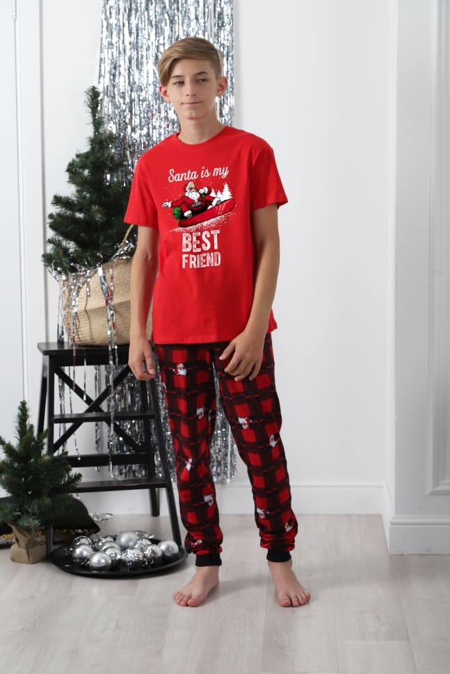 Пижама детская Виотекс Суперстар-1, красный; черный, 164