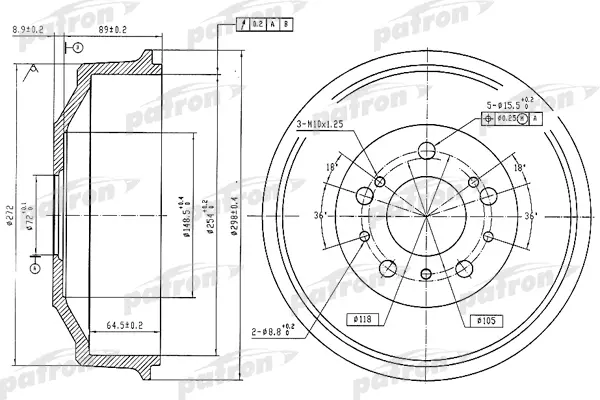 PATRON Барабан тормозной PATRON PDR1048 комплект 1 шт