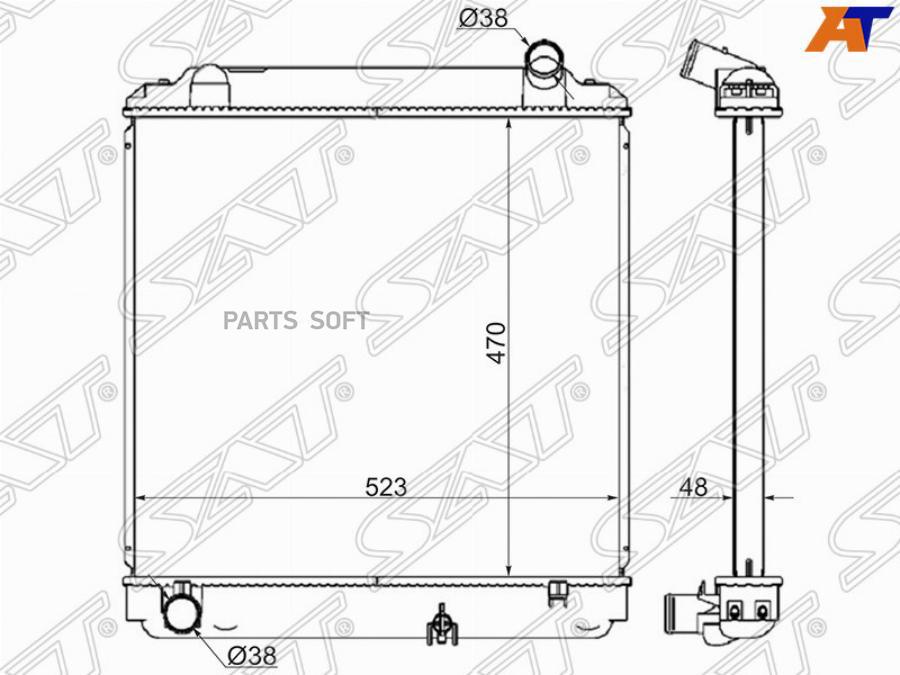 

SAT Радиатор TOYOTA DYNA TOYOACE HINO RANGER '95-'00, 15B 3B J05C, MT, BU142 BU112D BU100