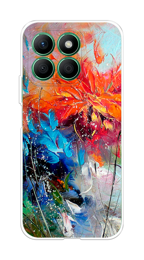 

Чехол на Honor X8B "Абстрактные цветы", Оранжевый;синий, 6123250-1