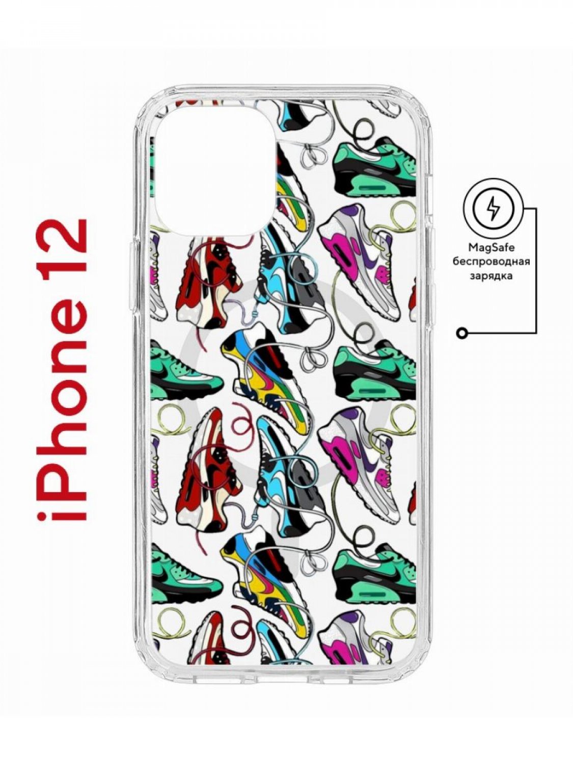 фото Чехол на iphone 12/12 pro magsafe с принтом kruche print кроссы nike air max с магнитом кruче