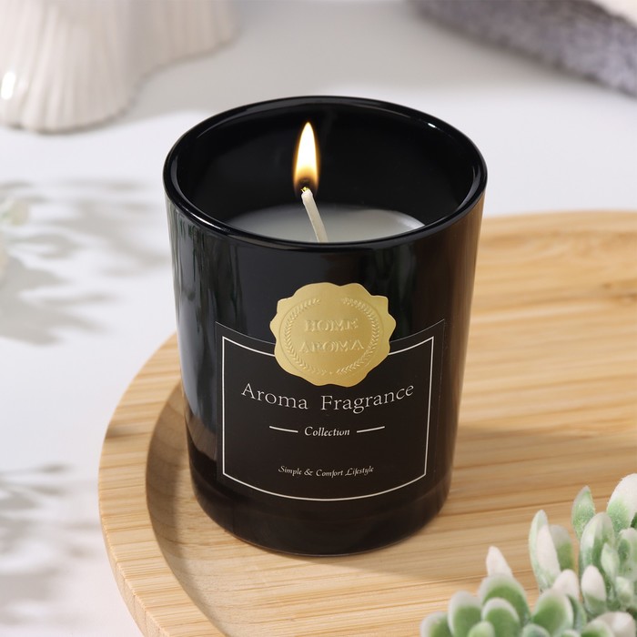 Свеча ароматическая Aroma Candle, 9667573, белый чай, черная, 5,5х6,5 см