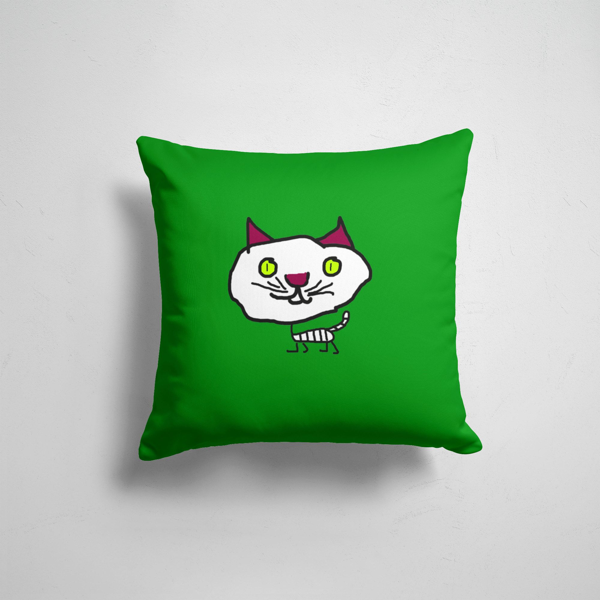 

Подушка декоративная 45х45см Звери Коты и кошки Странный котик, Разноцветный