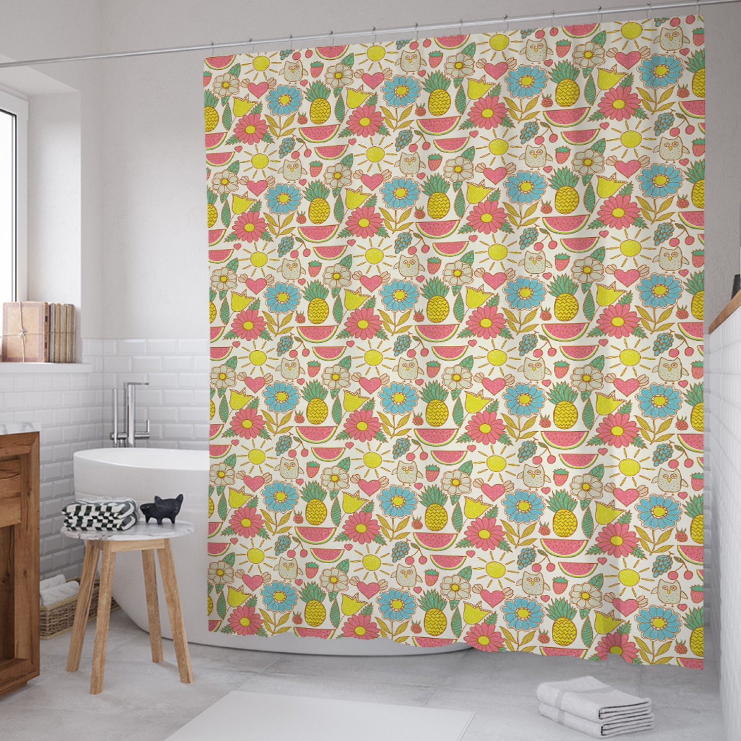 

Штора для ванной JoyArty "Сова на курорте" из сатена, 180х200 см с крючками, Бежевый, Сова на курорте