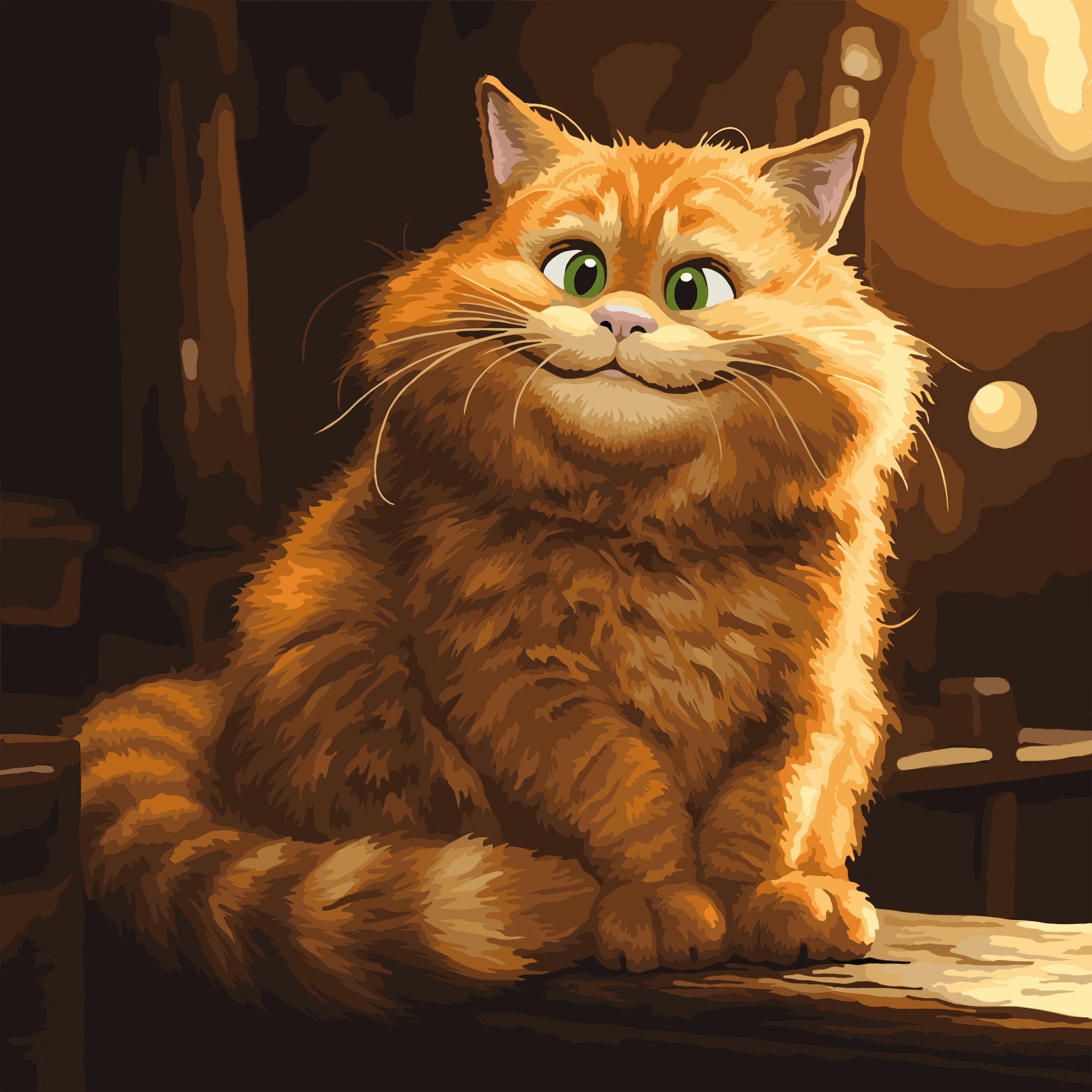 Картина по номерам Delart Довольный рыжий кот 40х40 см